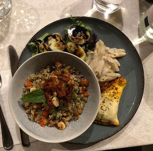 Lentils, almonds and quinoa salad  at Molino del Corregidor in San Roman De Cameros
