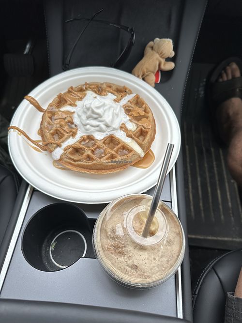 Waffles and whipped coffee!  at Sweet Izzy in Harwich Port
