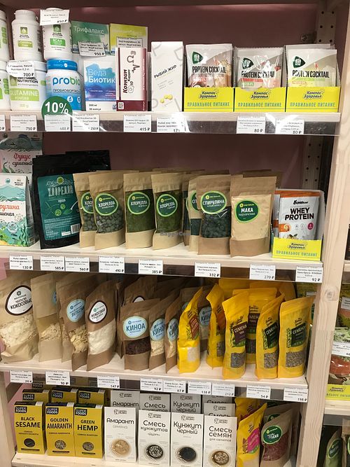 Seeds, spirulina and chlorella at Eko-Pol'za - Lermontova in Irkutsk