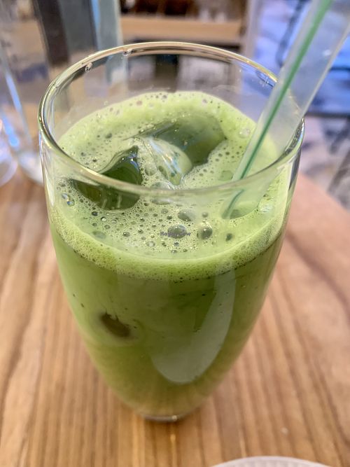Kanenas - iced matcha with oat milk at Kanenas in West London
