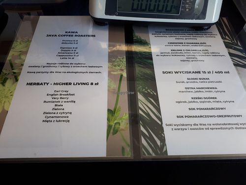 Drinks menu at Avocado Store & More in Gdynia