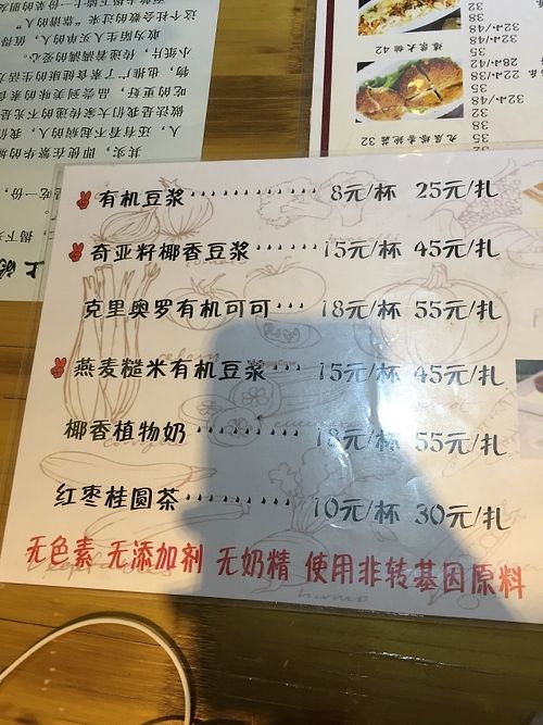 Menu at Healthy Home in Shanghai