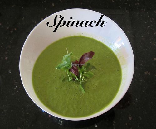 Spinach Soup at Chef Sara's Raw Vegan Academy and Cafe in Cave Creek