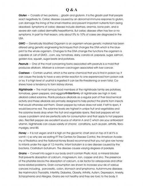 Menu Page 2/8 at Chef Sara's Raw Vegan Academy and Cafe in Cave Creek