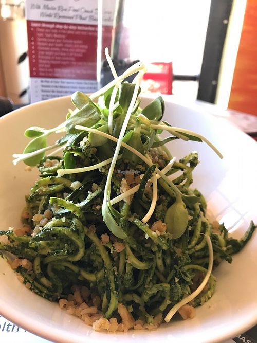 Pesto Pasta on Zucchini Noodles at Chef Sara's Raw Vegan Academy and Cafe in Cave Creek