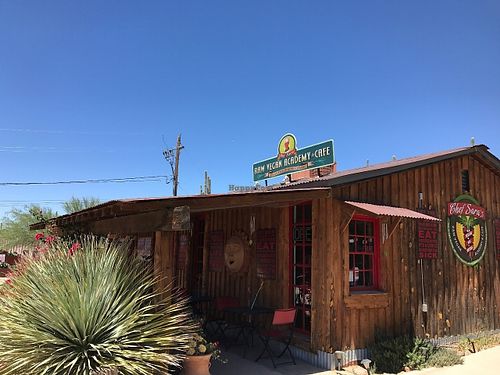 Outside  at Chef Sara's Raw Vegan Academy and Cafe in Cave Creek