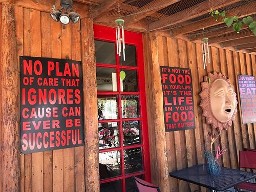 Outside  at Chef Sara's Raw Vegan Academy and Cafe in Cave Creek