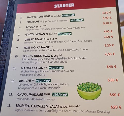 Menu at Mr Tu in Cottbus