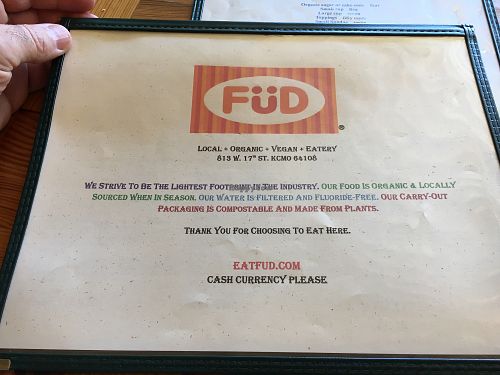 FuD menu at FuD in Kansas City