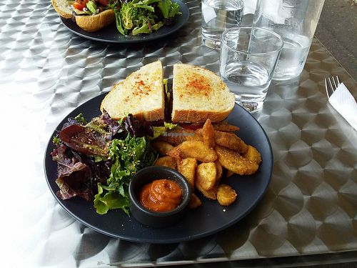 Steak sandwich at The Vegan Club in Carlton North