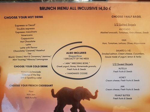 Menu at The Happy Nest in Porto