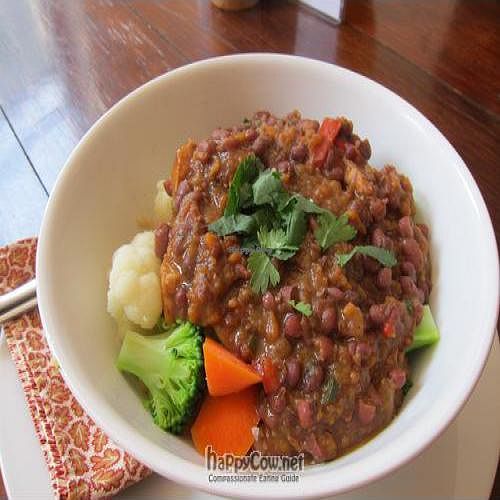 Hearty bean casserole at Earth Vegan Cafe in Newtown