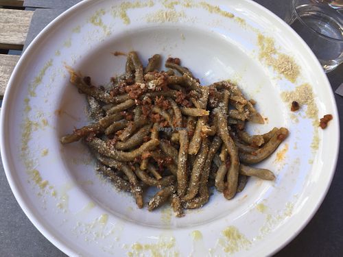 Hemp pasta with soy ragu at UNO Caffé Olistico in Bologna