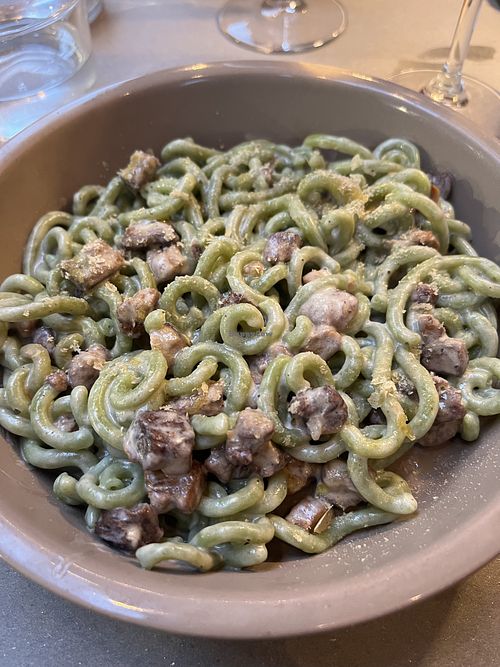 One of the veganized local dishes the server recommended - so good!  at UNO Caffé Olistico in Bologna