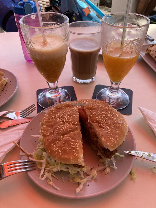 Vege burger  at Surf Corner Veggie Tapas Cafe in Lanzarote