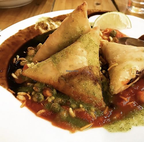 Samosa Chat at Karibu Vegan Bar & Kitchen in Stroud