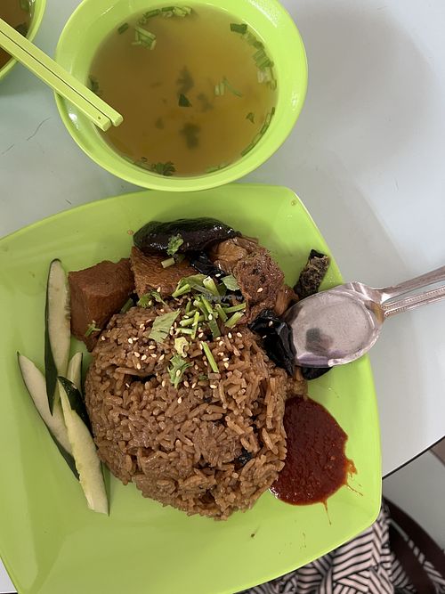 Yam rice - too mushy for the rice and it needs a good splash of gravy  at FZ Vegetarian 风竹 in East Singapore