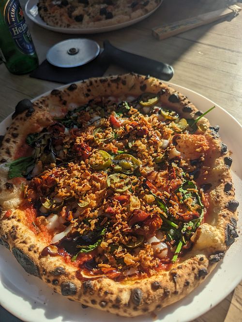 Vegan pizza at WoodFiredShack in Bangor