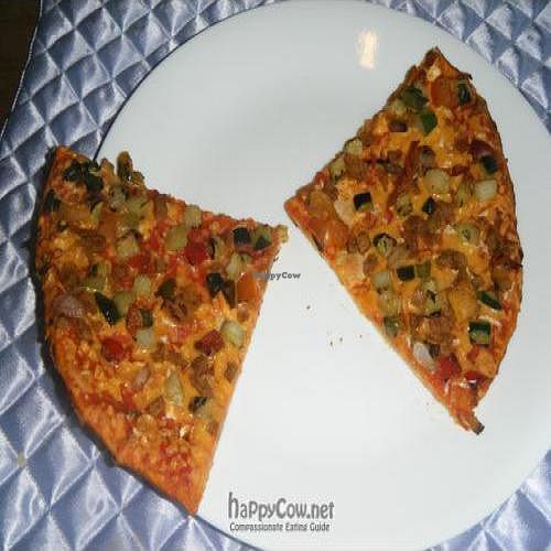 Tofurky vegan pizza (comes frozen) at Fake It in Statesville