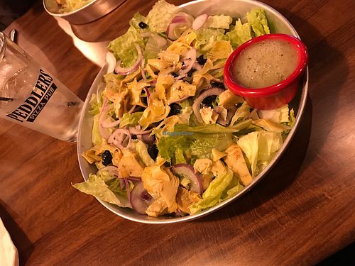 Olive Oyl Salad (without feta) at Peddlers Pizza Pub in Valparaiso