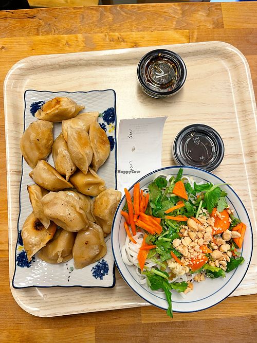 Dumplings with rice noodles  at Fengsson Dumpling House in Lund