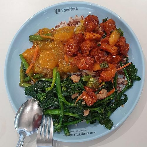 economic rice. Photo by Sam Lama at Gong Fu Yuan 共福缘素食 in North Singapore