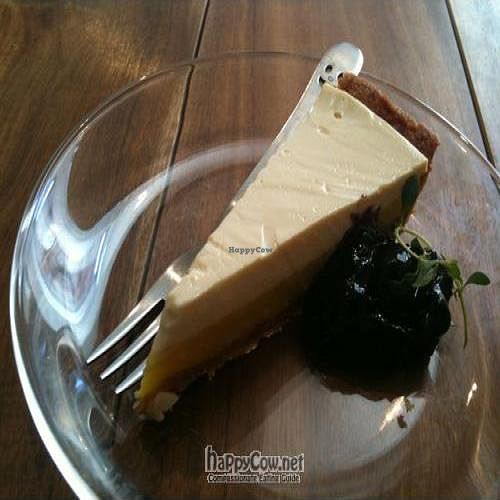 Tofu-lemon 'cheesecake' with blueberry topping at Vegan Cafe - Mondano in Hiroshima
