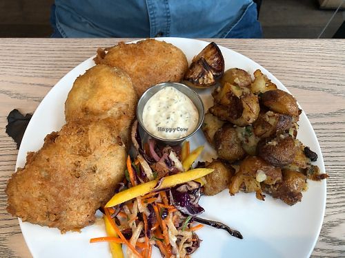 Fish (celeriac) & Chips at MILA in Vancouver