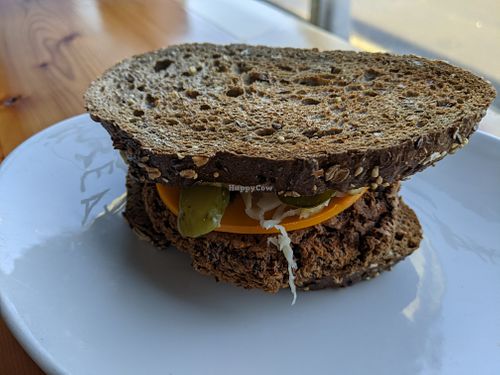 vegan Reuben sandwich at Mudsharks Coffee Bar in Courtenay