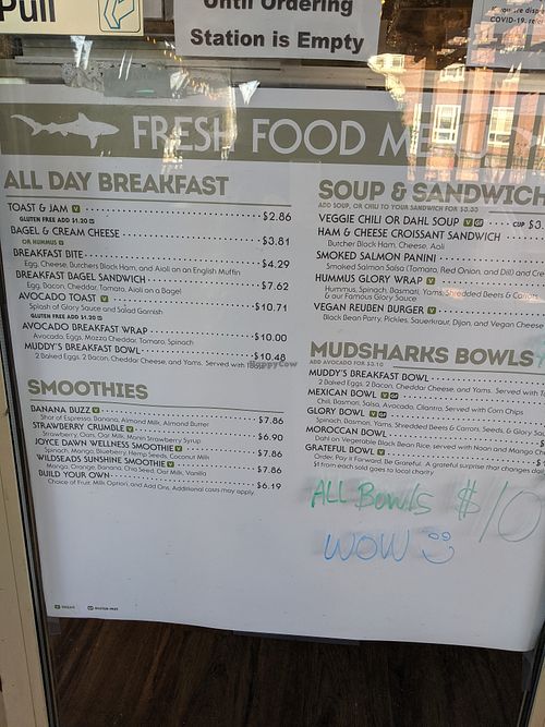 Menu at Mudsharks Coffee Bar in Courtenay