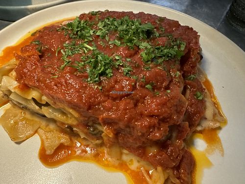 Impossible sausage lasagna   at Lovina in Calistoga