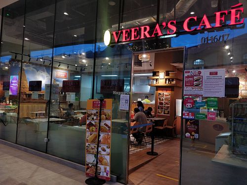 Restaurant front at Veera's Cafe - Little India in Central Singapore