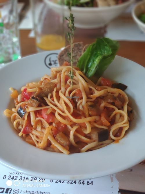 Aubergines-tometo pasta at Shakespeare in Antalya