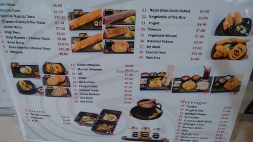Menu at SIN - Kaveri Vegetarian - T2 in East Singapore