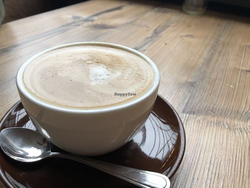 Soy milk cappuccino  at Carisma Bakery in Berlin