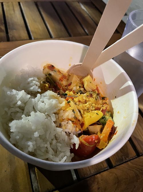 Red curry with jackfruit  at Bali Tyche in Outlying Islands