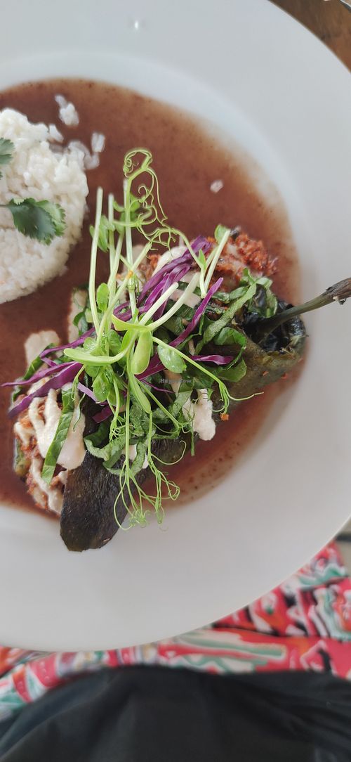 Stuffed poblano pepper at Plantivoros in Playa Del Carmen