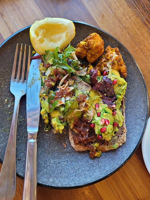 Avo smash with cauliflower, greens, lemon and chutney at Talulah in The Junction