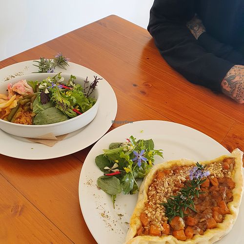Vegan burga bowl and spiced pumpkin pide. at Cinnamon & Cherry in Franklin