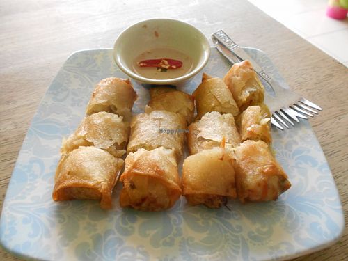 Pattaya Vegetarian Food  May 2016  Spring rolls at Pattaya Vegetarian Food in Pattaya