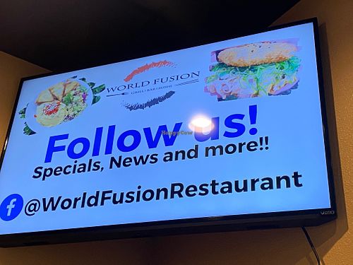 Scrolling advertisement for the restaurant  at World Fusion in Lecanto