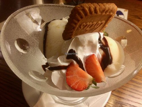 Homemade vegan ice cream at Hotel Les Sources Restaurant in Manhay