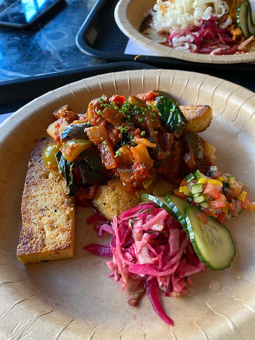 Polenta and ratatouille  at Fusca Vegan at The Neighbourhood  in Leamington Spa