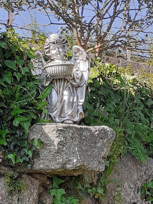 Angel in the garden at Garden Cottage in Povoa De Lanhoso