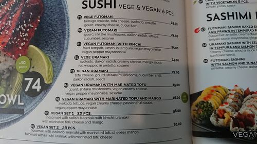 Menu at Koku Sushi in Swinoujscie