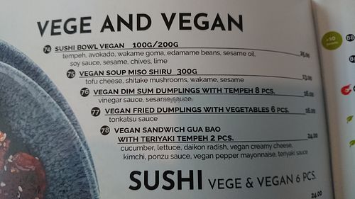 Menu at Koku Sushi in Swinoujscie