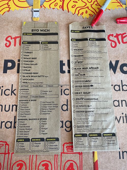 Menus at Which Wich in Beavercreek