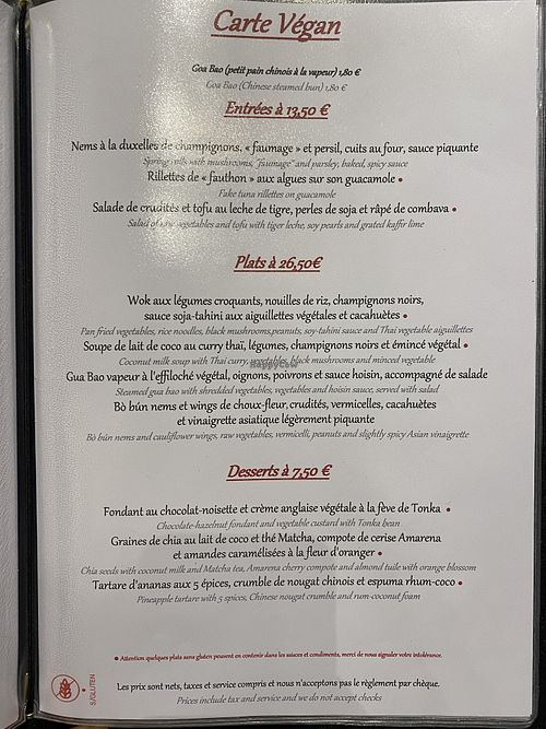 Vegan menu  at La Cafetière Fêlée in Antibes