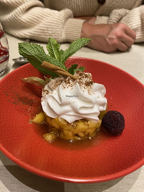 Pineapple tartare with 5 spices, Chinese nougat crumble and rum-coconut foam  at La Cafetière Fêlée in Antibes