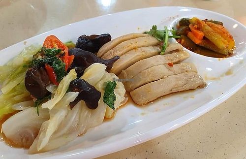 Mock white chicken. Photo by Sam Lama at Chee Wei 啟維素食 - Potong Pasir  in Central Singapore